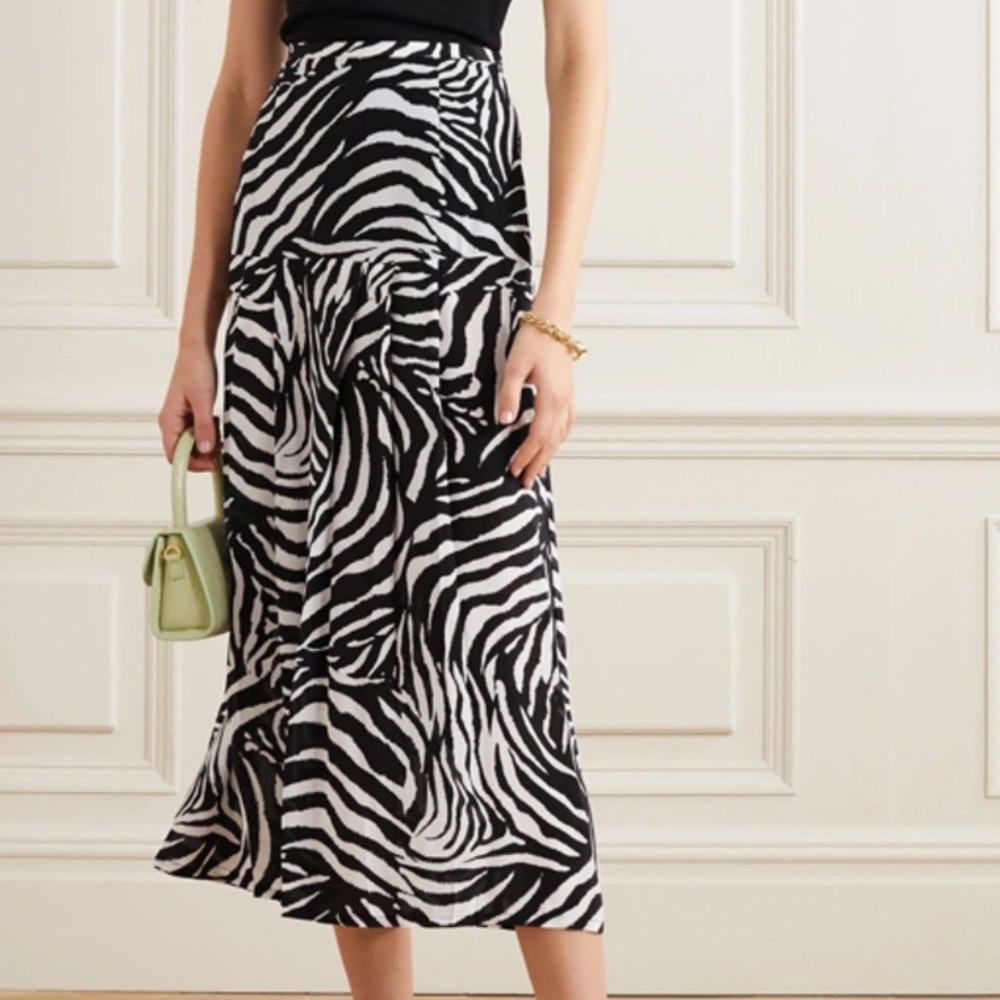 RIXO London Zebra Animal Print Nancy Midi Skirt 🦓
